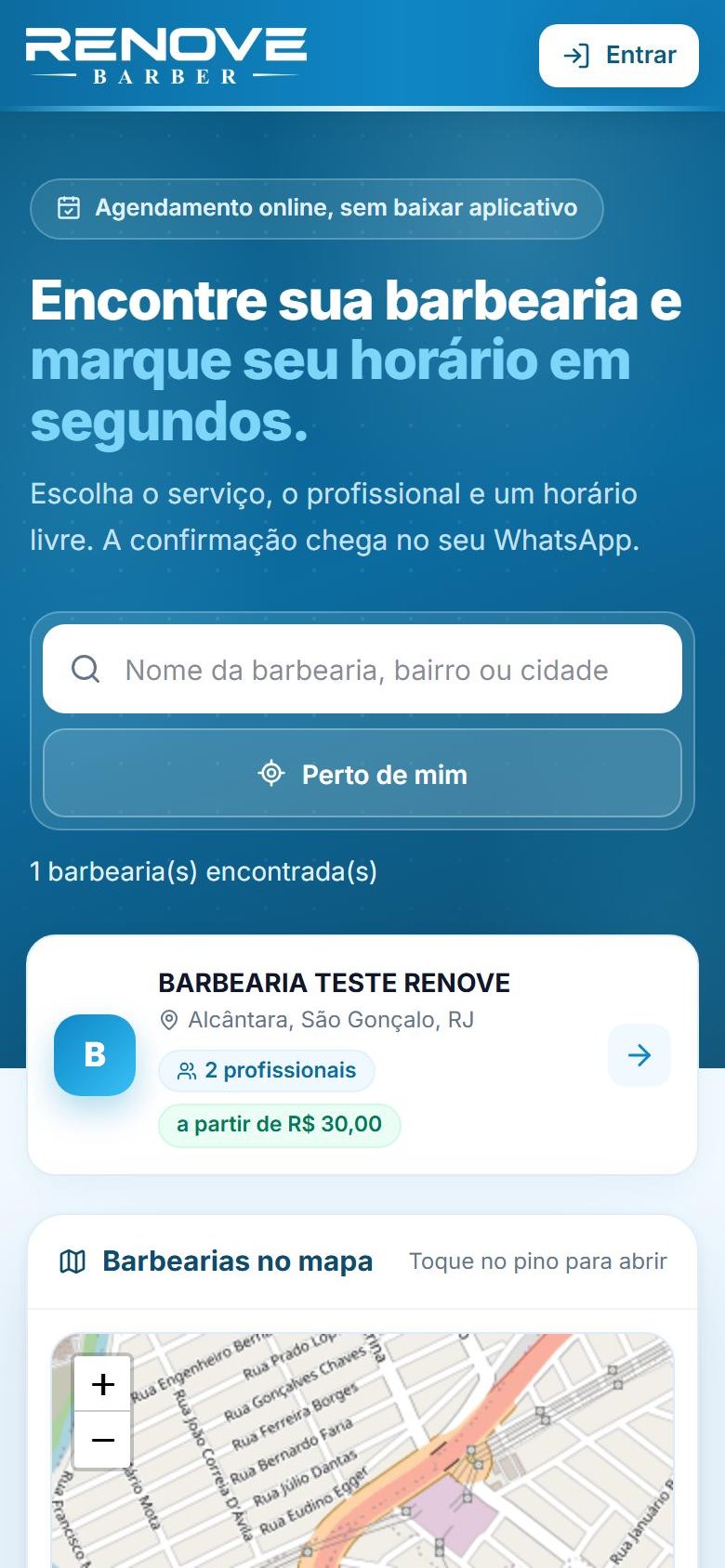 Vitrine de barbearias no celular